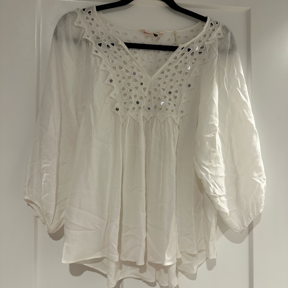 Rebecca Taylor White Blouse with Mirror Details- size 0